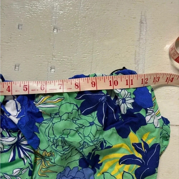 Japna Flutter Top SLEEVELESS Blue Green Floral Maxi Dress Size XS NWT New Slit - Picture 6 of 7